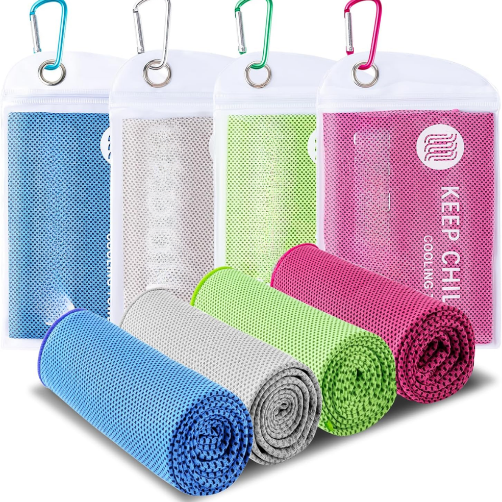 Cooling Towels 4 Pack  Microfiber Chilly Towels For Sports, Gym & Outd