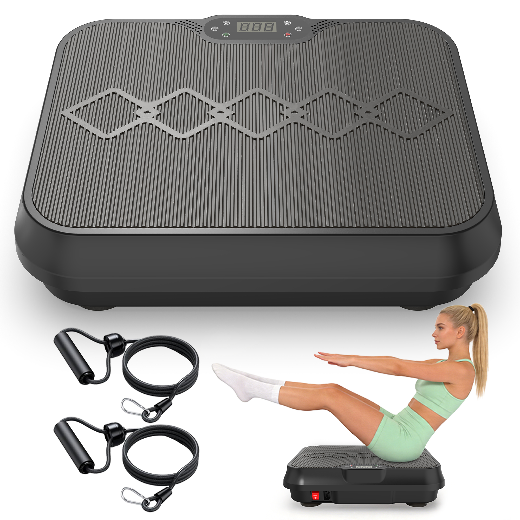 Vibration Plate Exercise Machine, Whole Body Workout Platform With Rem